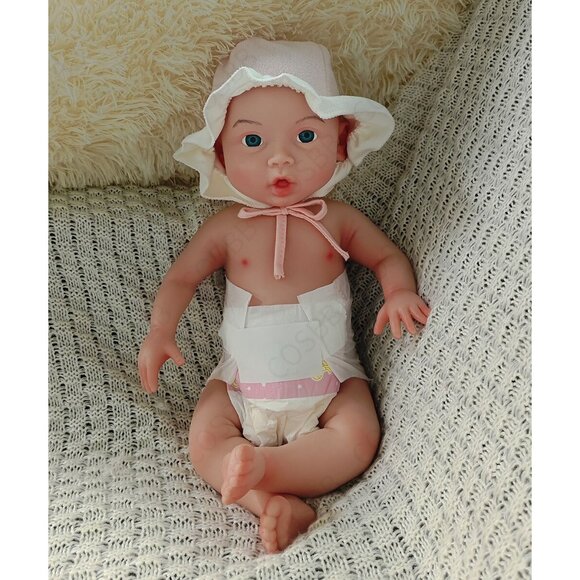 6.71lbs Cute Newborn Platinum Silicone 45cm Reborn Baby Girl Doll With Open Eyes - Picture 2 of 16